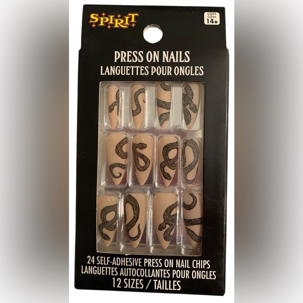 Spirit Tan and Black Snake Pattern Press-on Nails